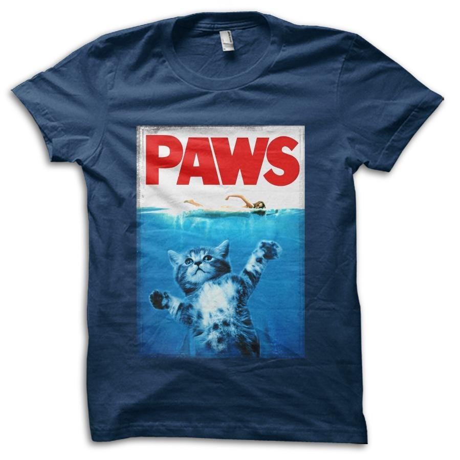Paws Kitten Poster Shark Parody Joke Movie Reference T-Shirt M5752 XL