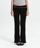 Kyuliti C Fold Banding Ribbed Flare Pants_Black