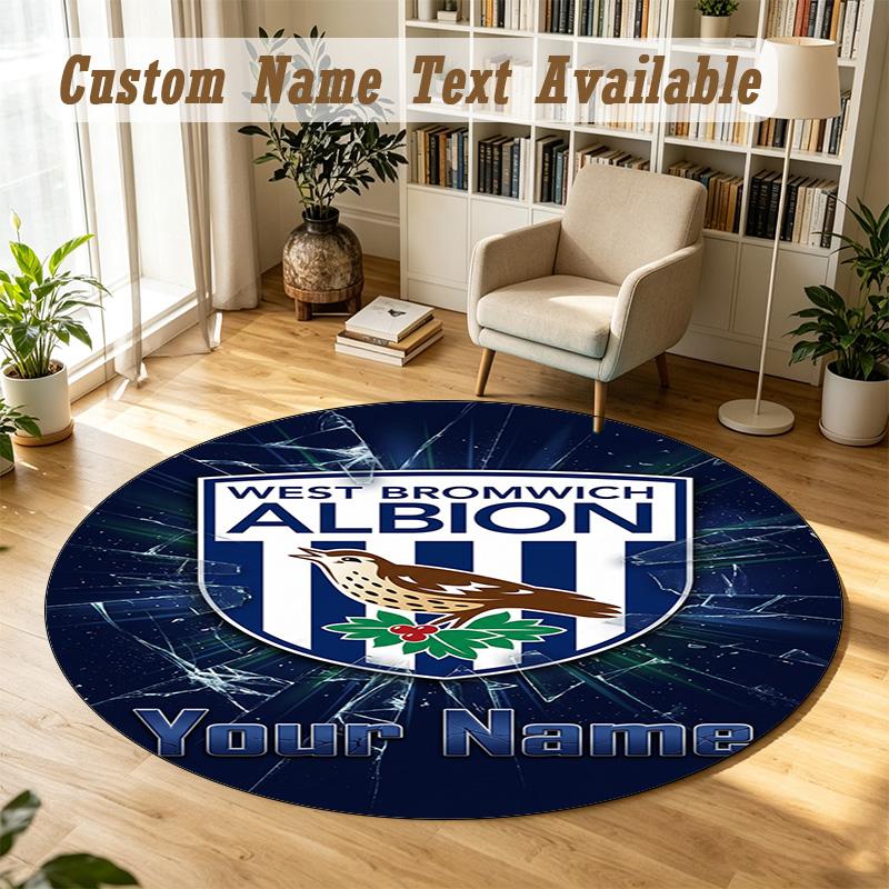 Round Rug Custom NameWest Bromwich Albion FC Pattern Non Slip Carpet Home Floor Decor