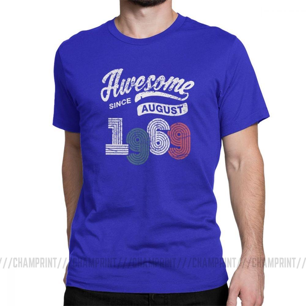 Awesome Since August 1969 T Shirt Vintage 50 Years Old 50Th Birthday Present Men S Cotton