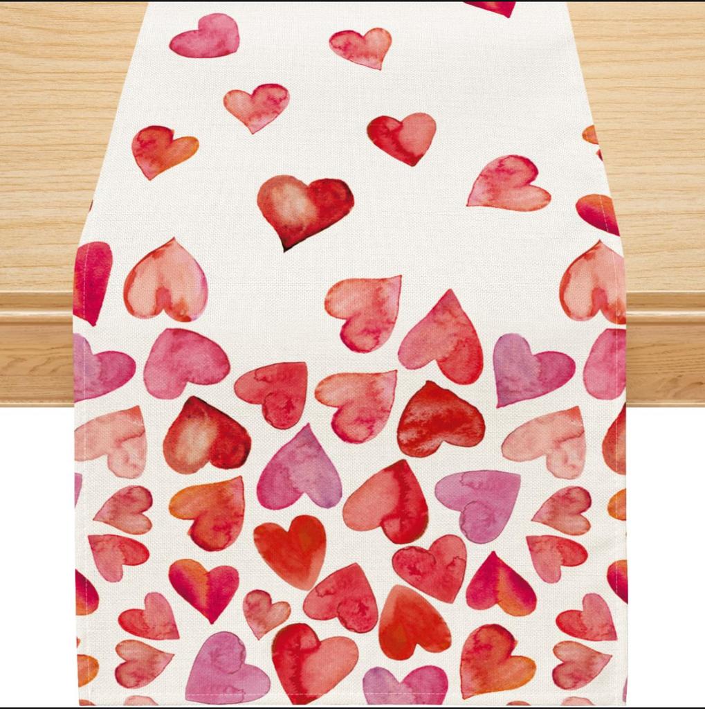 Valentine'S Day Table Flag Red Love Plaid Home Holiday Decoration Table Flag Tablecloth
