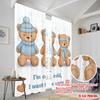 2pcs 2D flat printing Curtains Winter Teddy Bears Cozy Warm Polyester Without Electricity Festive Holiday Perfect for room decor