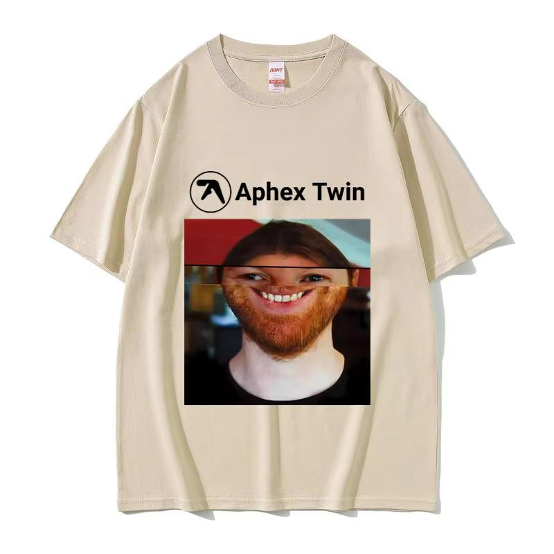 Sänger Aphex Twin Gesicht Lustiges Meme T-Shirt Herren Damen Mode Vintage Oversized Streetwear Unisex Lässig Weiche Baumwolle T-Shirts Oberteile