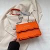 Korean Style Small Square Women's Crossbody Bag - 2025 Solid Color, Wave Pattern, Chain Shoulder, Simple Fashion.