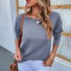Women's Casual Fashion 2022 Long Sleeved Knitting Solid Color Sweater Top