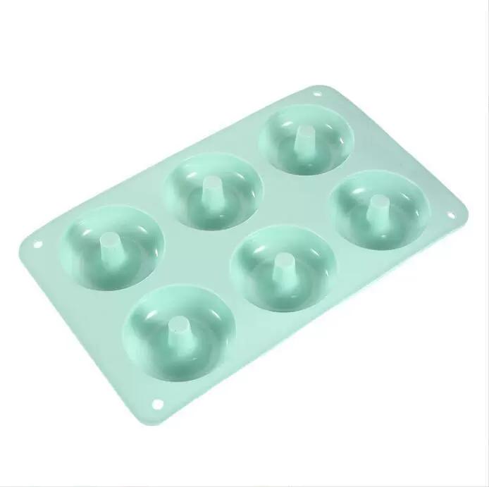 Molde de silicona para 6 donas, bandeja para hornear pasteles, herramienta de repostería DIY