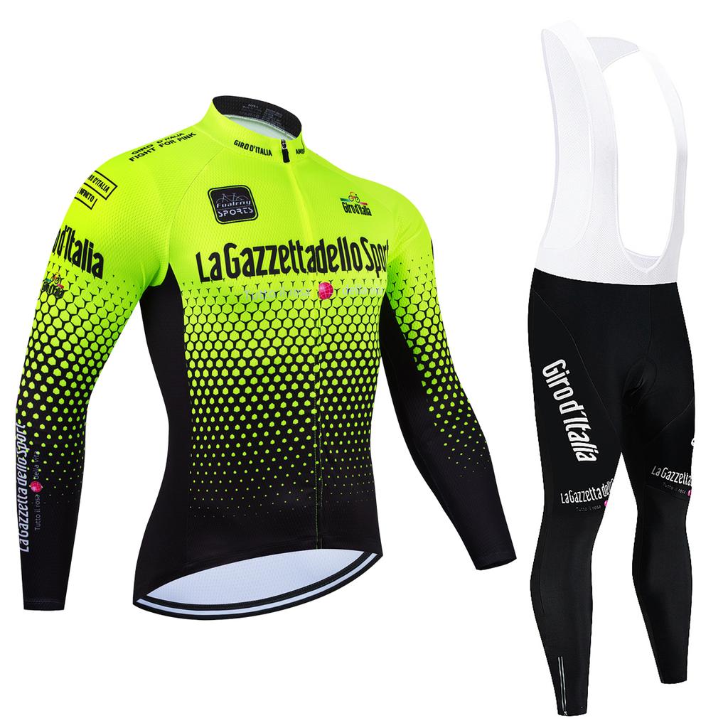 Tour De Giro Cycling Jersey Set Riding Long Sleeves Cycling Bib Set Bicycle Clothing Spring MBT Breathable Bike Clothes