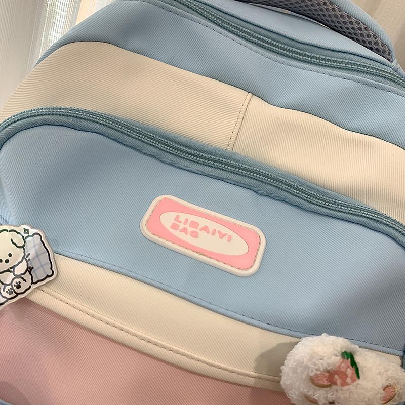 Large Capacity Junior Senior High School Schoolbag Women's Cartoon Color Contrast Backpack