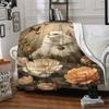 1pc cat, flowers blanket Lightweight Flannel Throw for Sofa Bed Travel Camping Livingroom Office Couch Chair