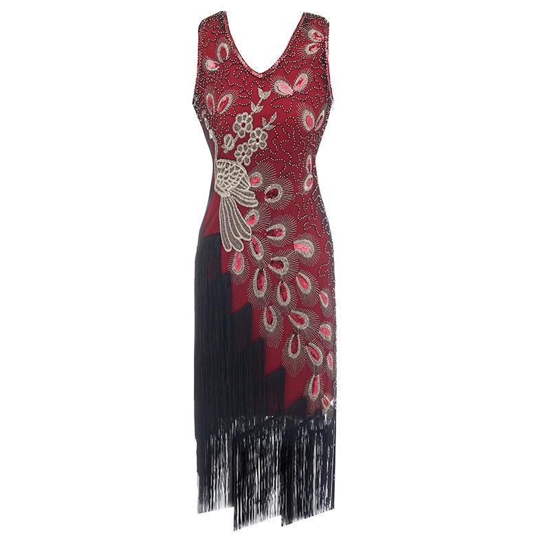 Gatsby 1920s Retro Pailletten Kwastjes Kralen Avondjurk