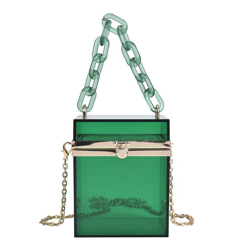 2025 summer Korean version acrylic transparent box chain small square bag portable shoulder messenger women's bag portable
