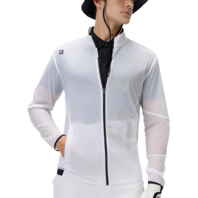 FILA Comfortable Stylish Elastic Soft Stand Collar Zip Design Long Sleeve Jacket Men jackets Jade-White A11M435702F-WT