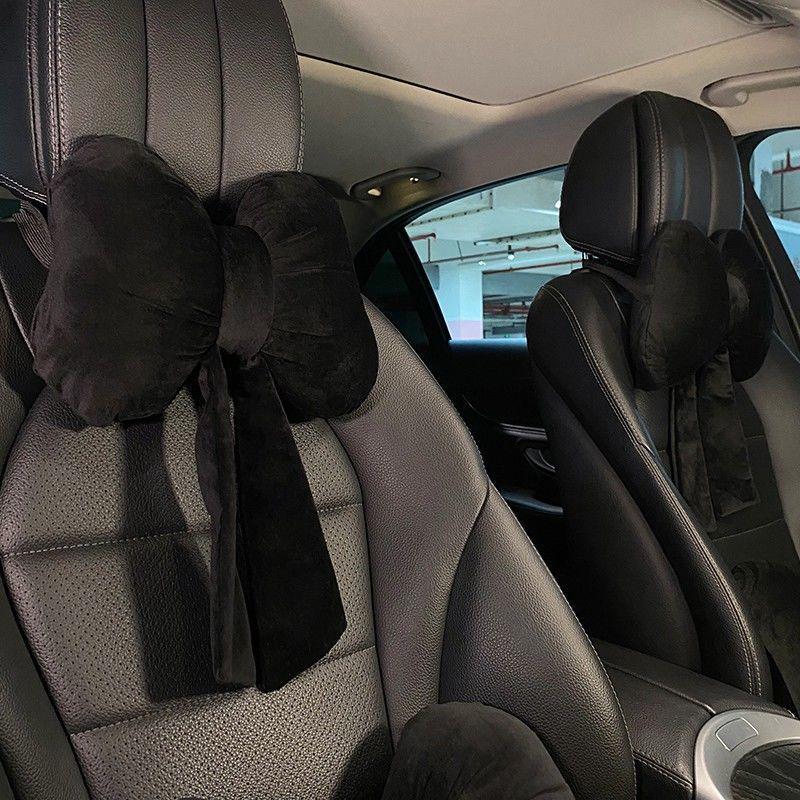 Car Headrest Bowknot Neck Support Pillow - Cervical Seat Cushion Pair