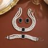 Luxury Multi-Layer Pearl Choker Necklace, Bracelet & Stud Earrings Set for Women