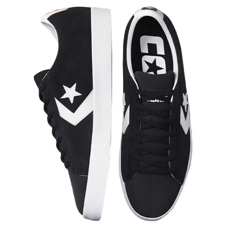 Converse Cons PL Vulc Pro Comfortable and Casual Non-slip and Wear-resistant Lightweight Low-top Board Shoes Unisex Black and White