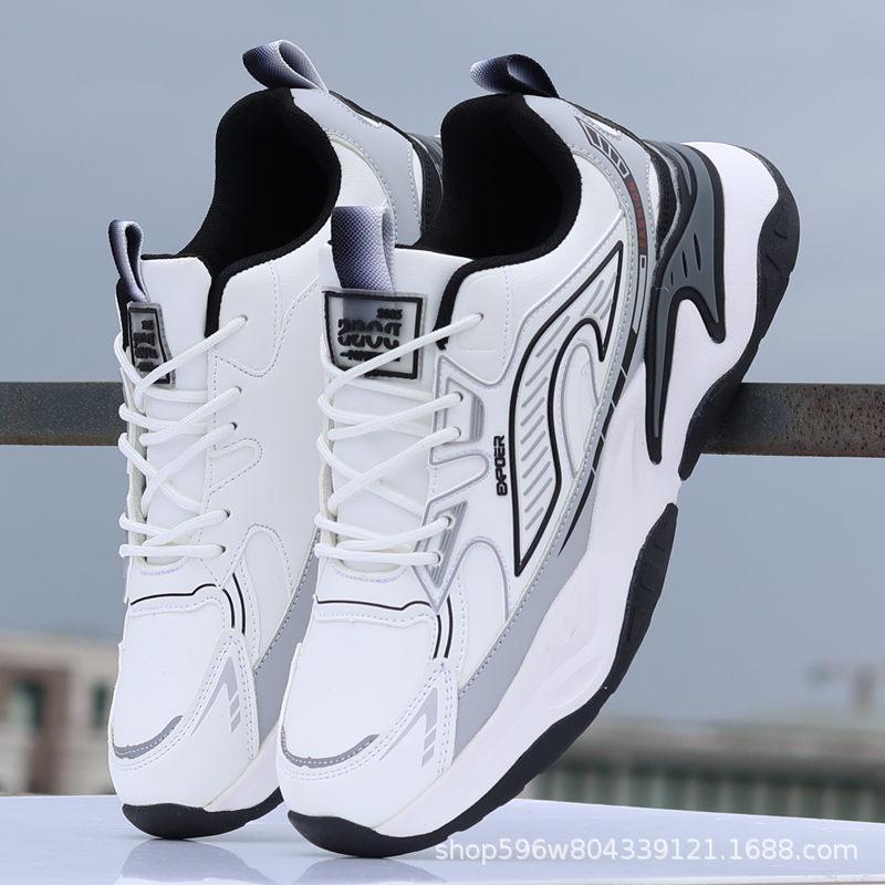 

Новые кожаные мужские туфли 2024 года осень-зима легкие мужские повседневные спортивные туфли нескользящие, амортизирующие и износостойкие кроссовки для бега 38