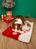 Christmas Cat and Dog Elk Pattern Cushion Bed Mat Plush Puppy Kitten Beds  Rectangle Bed  Pet Sleeping Bed for Small Medium Dog