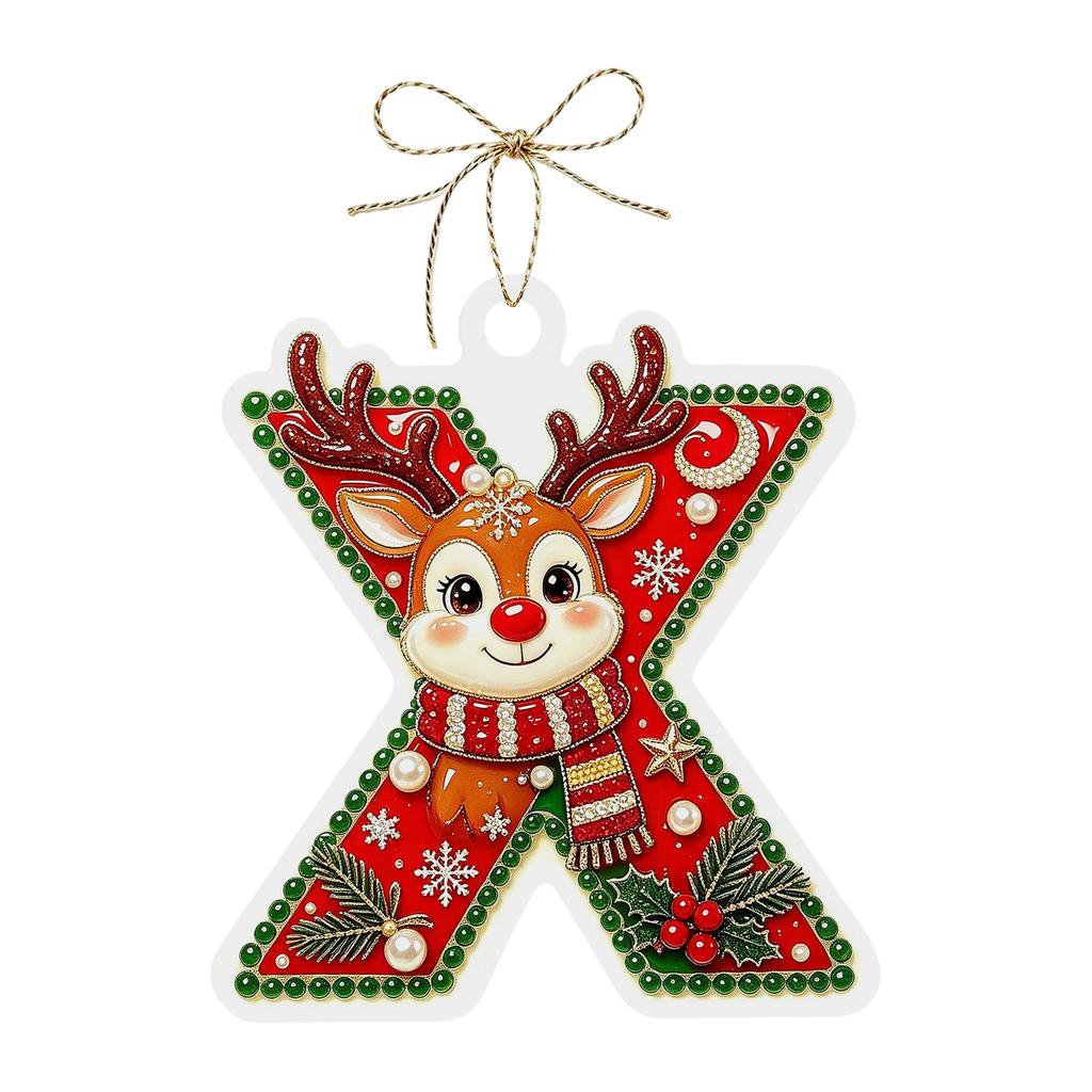 Christmas Themed Acrylic Letter Hanging Ornaments 26 PCS Decorations for Christmas Tree