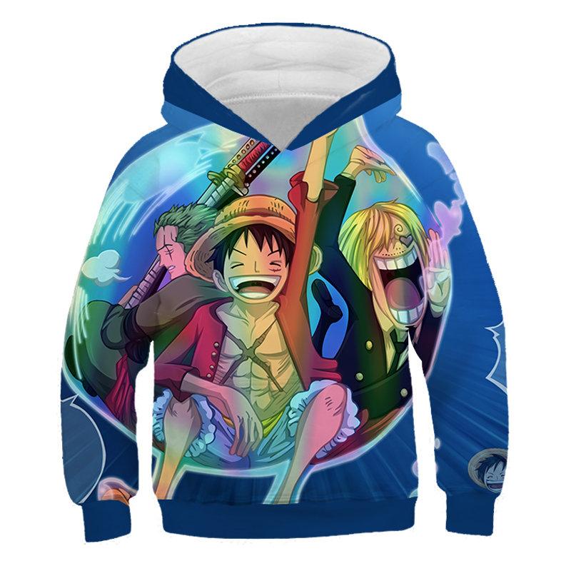 Autumn New One Piece Printed Children Pullover Anime Hot-blooded Cartoon Adventure Versatile Hooded Sweatshirt For Men and Women