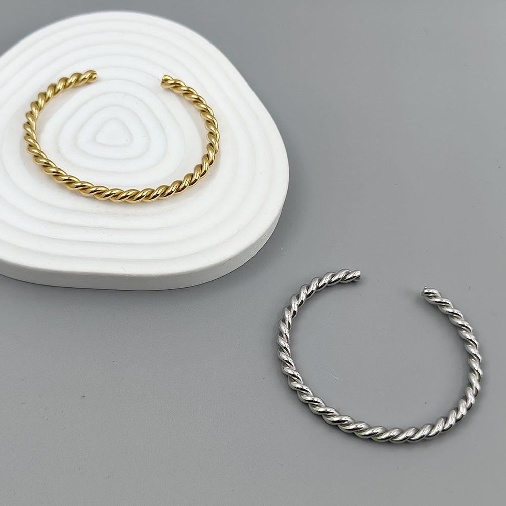 Double-layer Wire-wrapped Stainless Steel Gold-plated 18K Bracelet, High-quality Waterproof Silver Jewelry, Gift for Couples