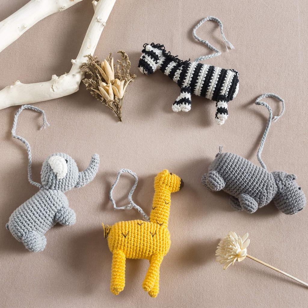 Joliecraft Woodland Animal Musical Rotating Bed Mobile, Handmade Crib Ornament