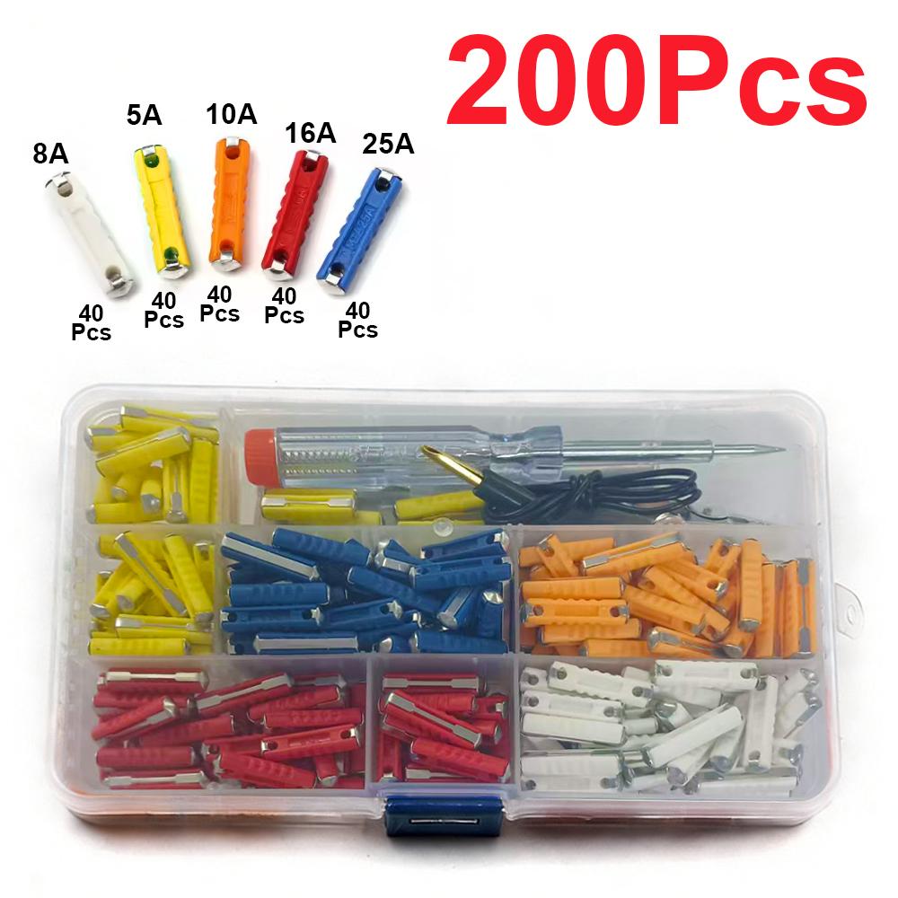50/100/200 Pcs Continental Car Fuses Set European Bar Torpedo Fuse 5/8/10/16/25 AMP Automotive Circuits For Vintage Classic Cars Fuse Holders1