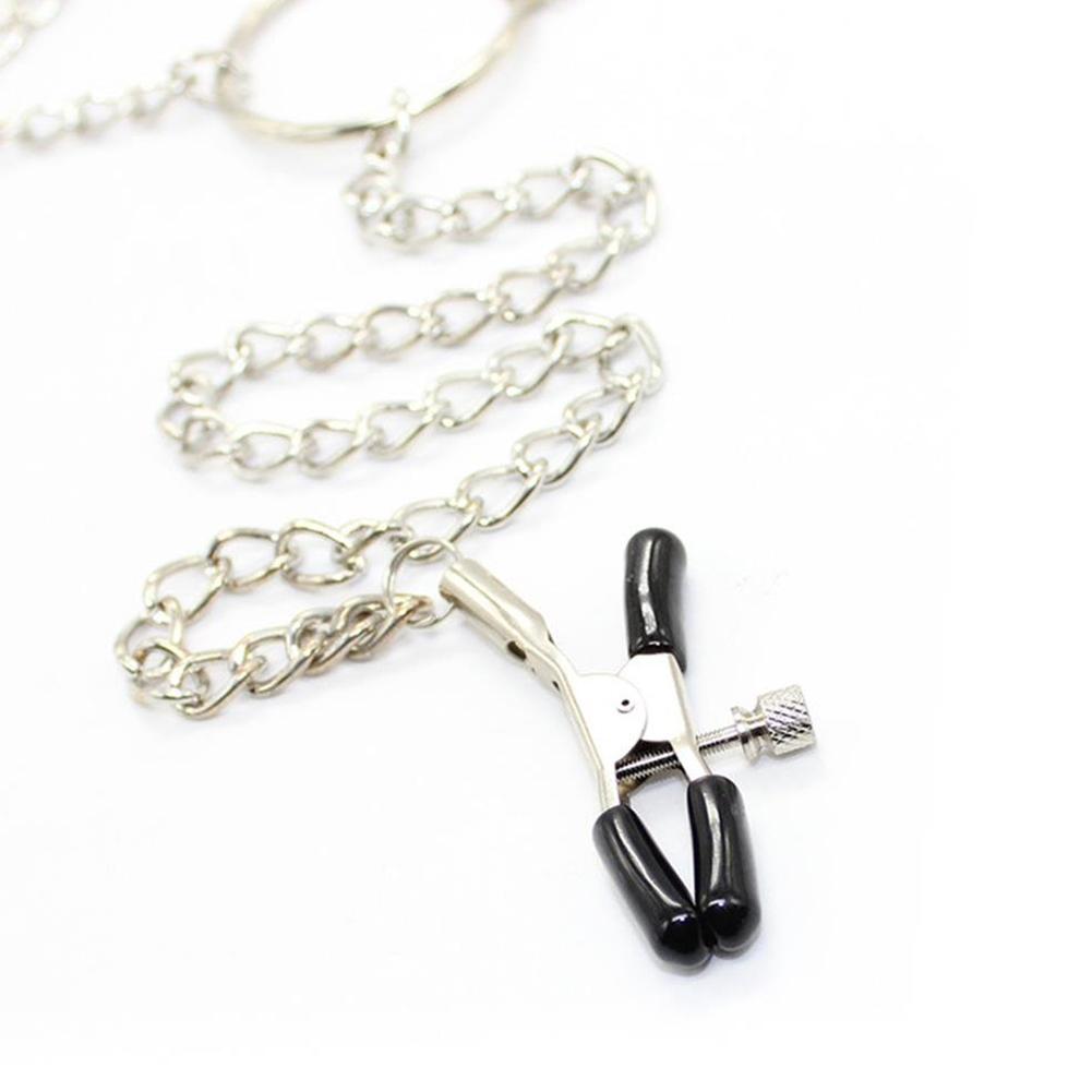 Adjustable Nipple Clamps Metal Necklace Pendant Clitoris Clip Erotic SM Sex Toy for Men and Women