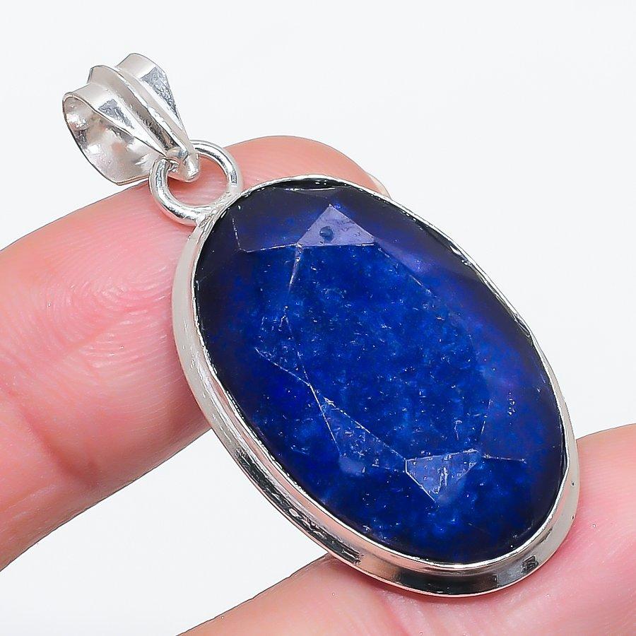 

Natural Sapphire(Simulated) 925 Sterling Silver Jewelry Pendant 1.85 v9R29