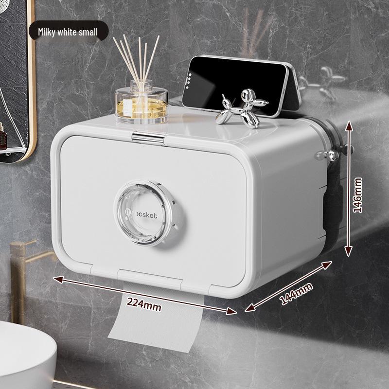 Wall-Mounted Waterproof Tissue Box - Punch-Free, Luxury Design Toilet Paper Holder