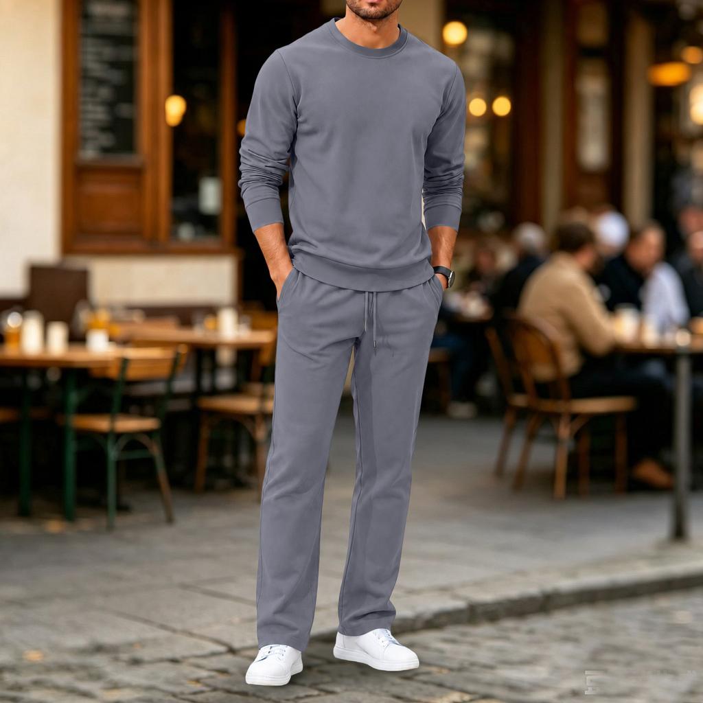 Men's Versatile 2 Piece Sweatsuit with Hooded Sweatshirt and Sweatpants for Casual Wear