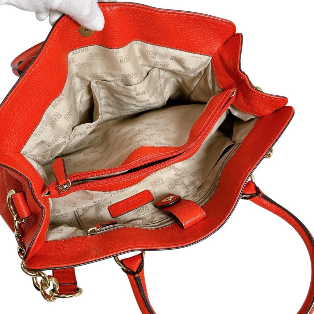 Michael Kors A4 Compatible Shoulder Bag Handbag Leather Red Women Used