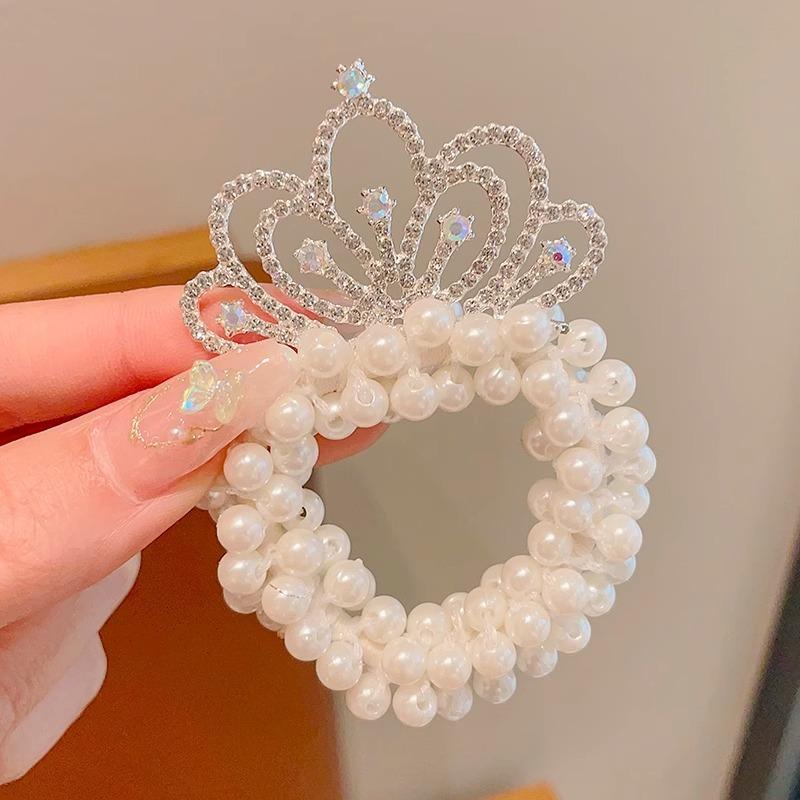 Sweet and Romantic Style Children's Updo Head Ponytail Princess Crown Headpiece Imitation Pearl Fashion Exquisite Headband