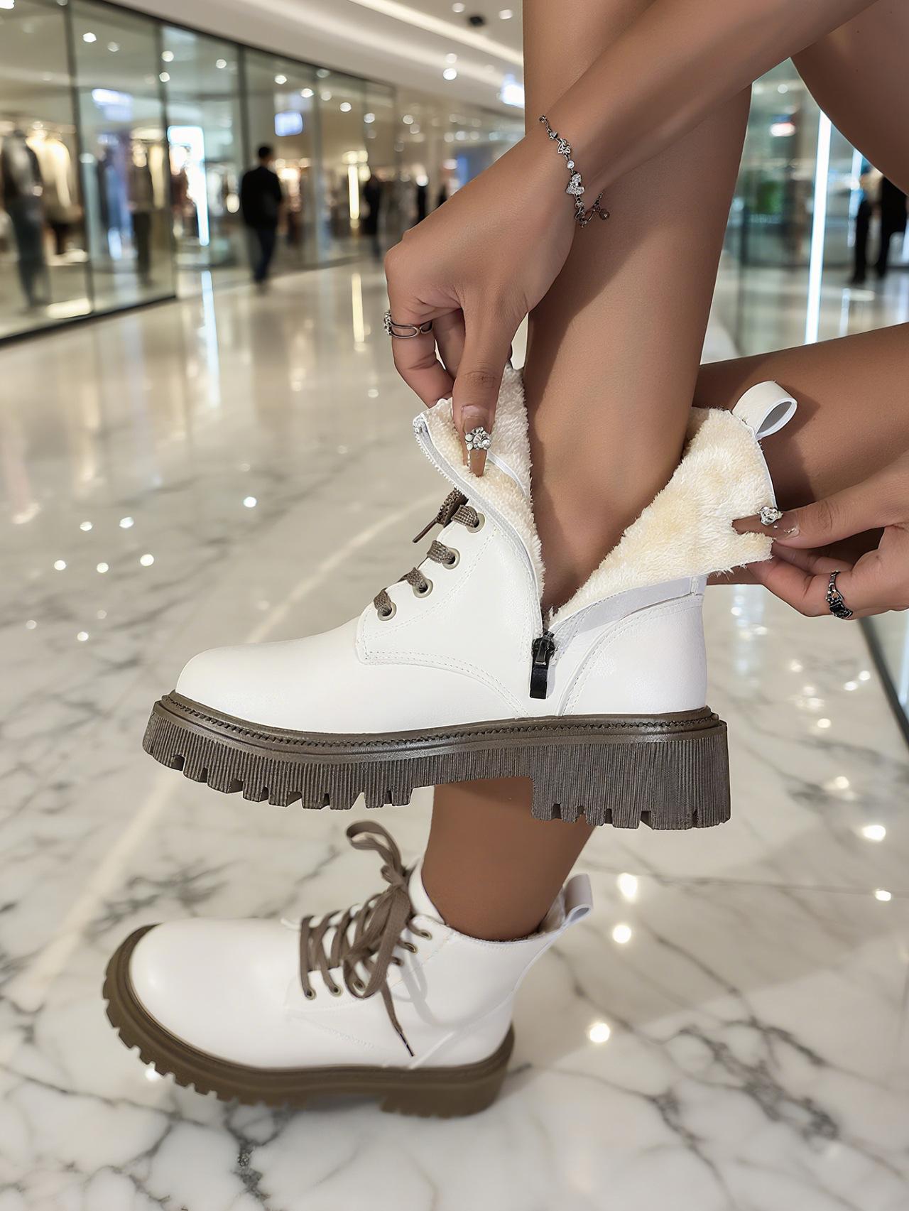 

Белые ботинки Мартин женские 2025 новые ботильоны на платформе в британском стиле весенне-осенние одинарные ботинки на плоской подошве бархатные женские ботинки 40 белый