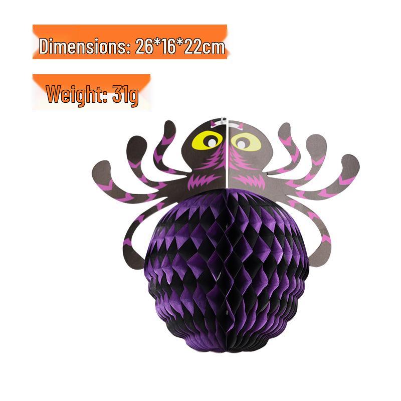 Halloween Hanging Ghost & Bat Decor with Pumpkin Honeycomb for Desktop & Venue