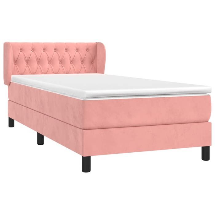 3127660 vidaXL Lit à sommier tapissier avec matelas Rose 100x200 cm Velours