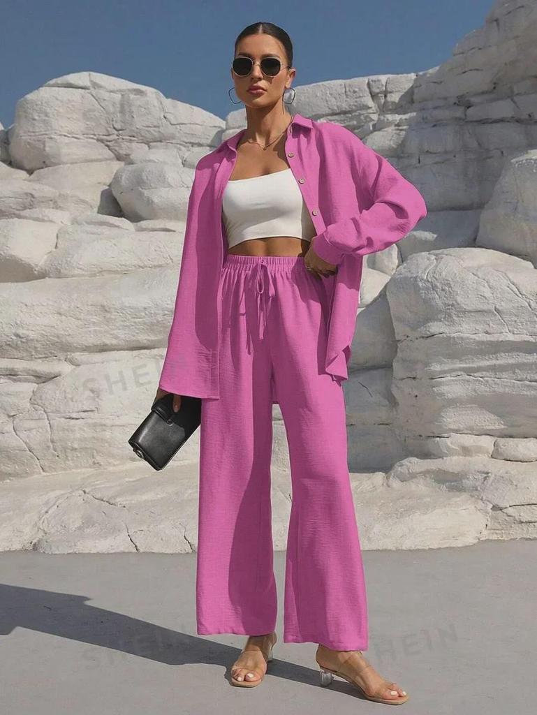 2025 Herbst Damenmode Zweiteiler: Lockere Strickjacke & Weitbeinige Hose