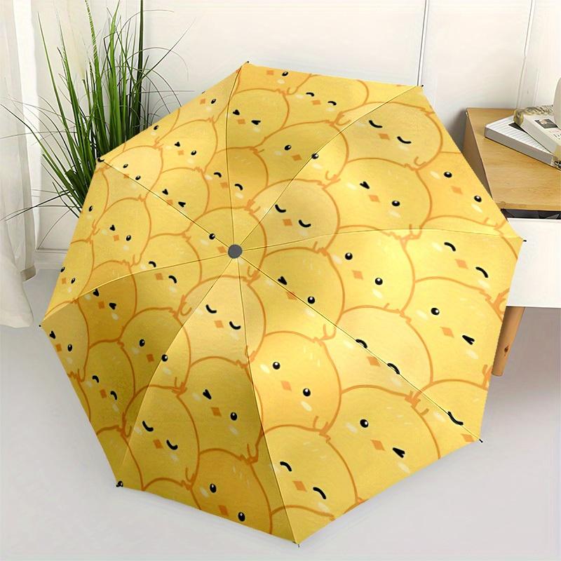 1pc Chicks Pattern Auto Open/close, All-Season Portable Folding Umbrella for Women & Men, Travel, Everyday, Formal Events - Compact Luxury Parasol, Ou
