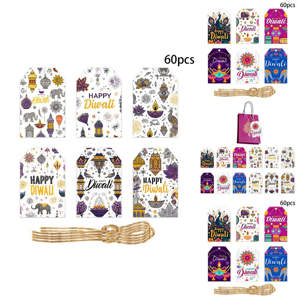 Diwali Festival Paper Party Decor Tags With 60pcs For Venue Decoration Craft Supplies