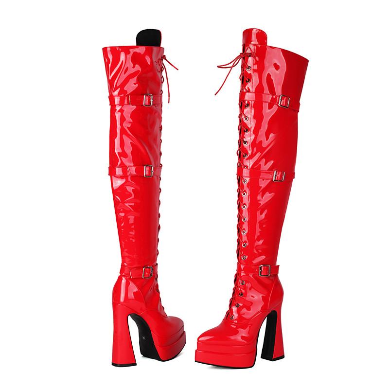 

Женские сапоги на высоком каблуке, сексуальные, в европейском и американском стиле, водонепроницаемые, на толстом каблуке, на осень и зиму, новые, до колена, большие размеры 43