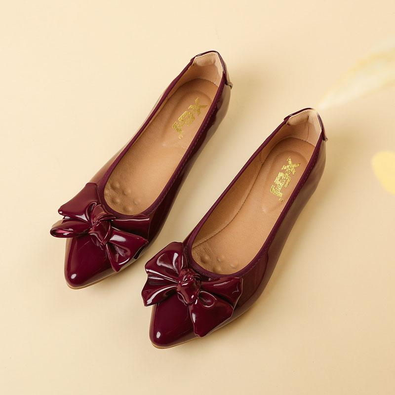 Women's Flats Shoes Solid color Pointed Toe Slip On Patent Leather Woman Shoes Casual Foldable Non-slip Ladies Loafers WSH5331