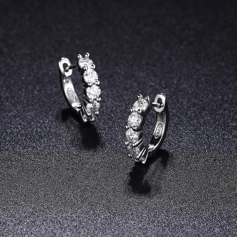 3mm D Moissanite Earrings 925 Sliver Plated White Gold Hoop Earring for Women Wedding Party Fine Jewelry