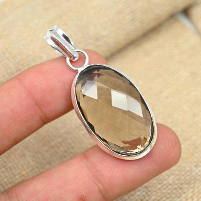 Smokey Topaz Gemstone Handmade 925 Sterling Silver Memorial Day Gift Pendant Jewelry