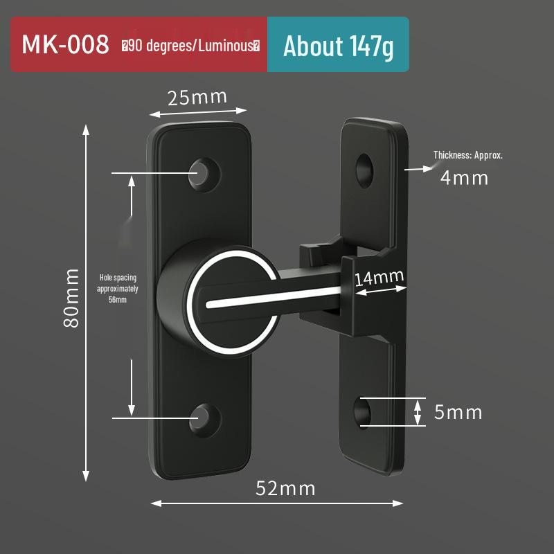 Punch-Free 90° Sliding Door Latch & Lock for Barn, Bathroom, or Toilet Doors