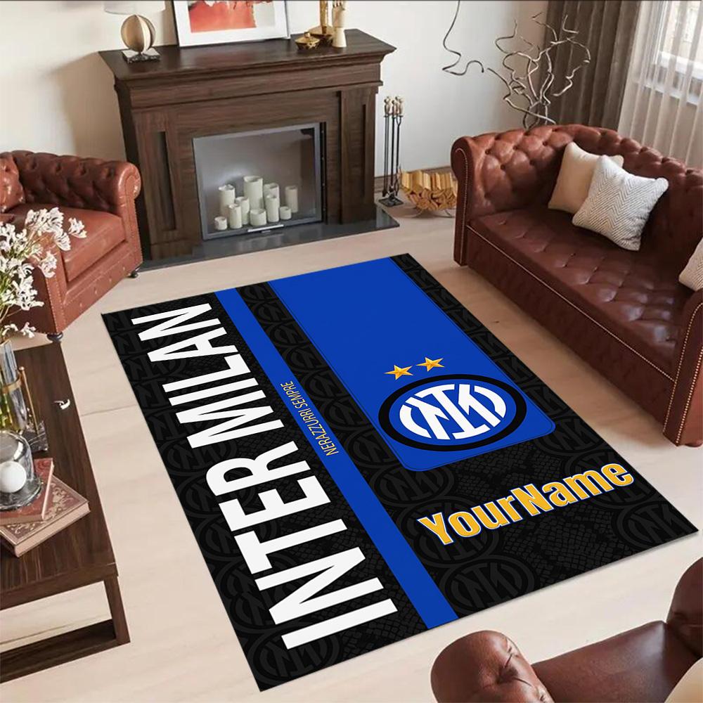 Inter Milan Personalized Text Area Rug Perfect for Dining Room Entryway Bedrooms Hallway Antislip Carpet Decorate Offices