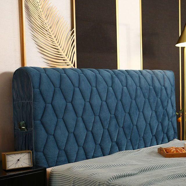 Luxury Thicken Velvet Quilted Headboard Cover Solid Color High Grade All -Inclusive Bedside Cover Soft Plush Bed Head Cover