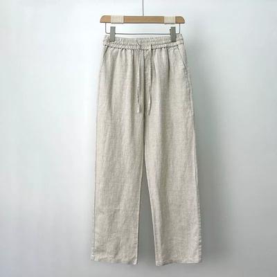Pantalones de Lino Puro de Alta Gama para Hombre, Pantalones de Lino de Verano, Pantalones de Algodón y Lino para Hombre, Pantalones Casuales Rectos de Pierna Ancha Sueltos, Primavera y Otoño