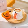 Zábavný hrnek duch s víčkem hrnek Halloweenský dárek keramický hrnek pro pár dobrý vzhled kancelářský hrnek na kávu