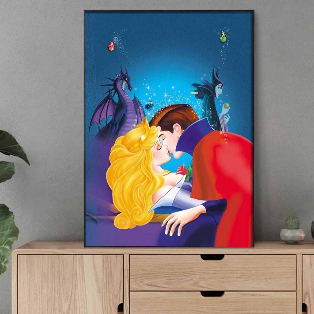5D Diy Diamond Painting The Princess, The Prince and The Evil Dragon Full Drill Rhinestones Mosaic Embroidery Handmade Products Home Decor Gift