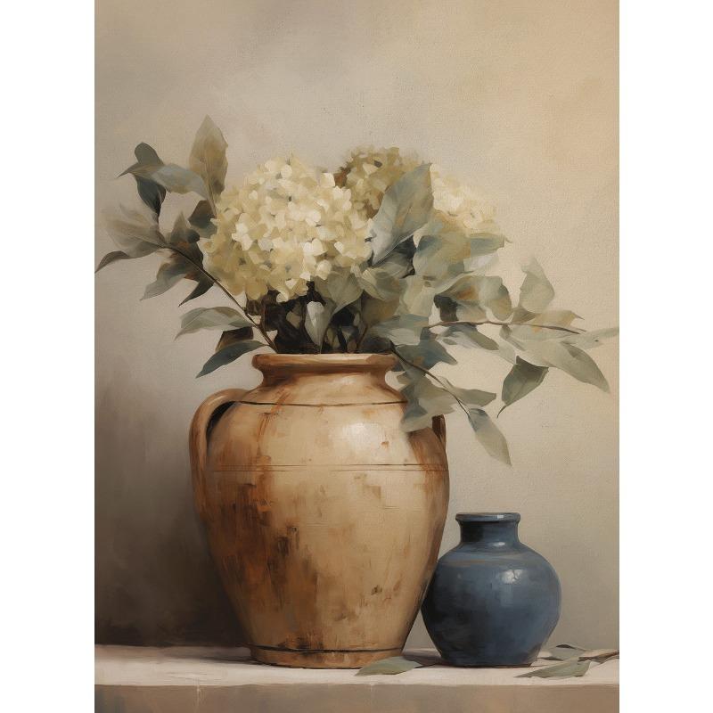 Spring Flowers Painting In Vintage Vase Moody Peonies Rose Poster Vintage  Still Life Art Canvas Print Botanical Farmhouse Decor