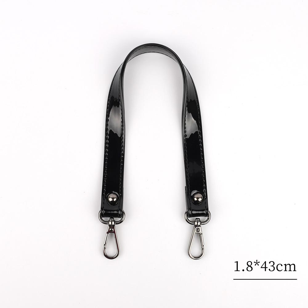 Black Glossy Short Bag Strap With Silver Gold Black Hardware Short Shoulder Strap Handbag Strap PU Leather Bag Accessories